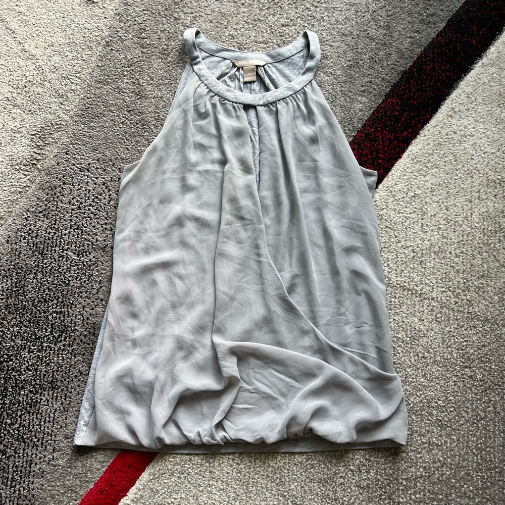 Banana Republic Gray Halter Neck Faux Wrap Blouse